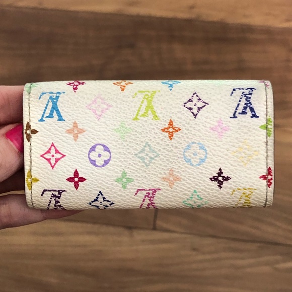 Louis Vuitton AUTHENTIC Multicolore Murakami White Monogram 4 Ring Hook Key Case - Picture 6 of 16